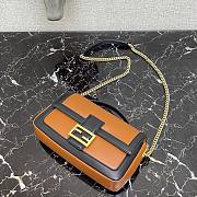 Fendi |Baguette Chain Brown And Black Nappa Leather Bag - 27x6x13.5 cm - 3