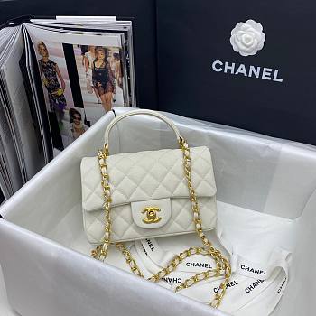 Chanel |Mini Flap Bag With Top Handle White Grained Calfskin - AS2431 - 20x14x7cm