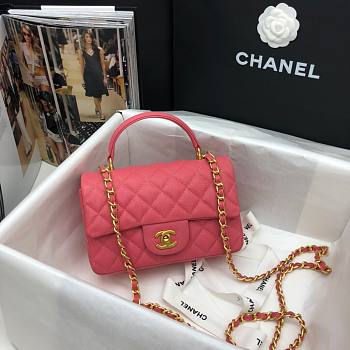 Chanel |Mini Flap Bag With Top Handle Pink Grained Calfskin - AS2431 - 20x14x7cm