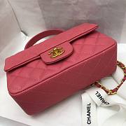 Chanel |Mini Flap Bag With Top Handle Pink Grained Calfskin - AS2431 - 20x14x7cm - 4