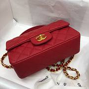 Chanel |Mini Flap Bag With Top Handle Red Grained Calfskin - AS2431 - 20x14x7cm - 2