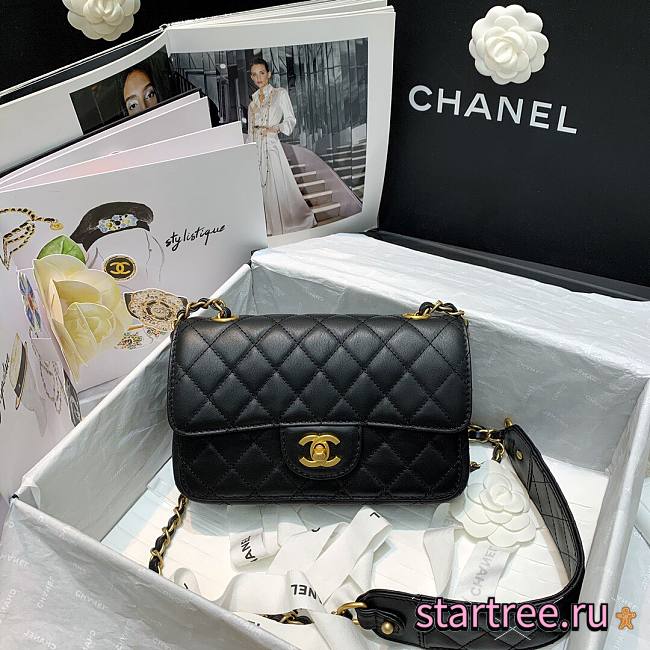 Chanel | Calfskin Flap Bag With Width  Black Strap - AS2229 - 25x8x15cm - 1