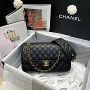 Chanel | Calfskin Flap Bag With Width Black Strap - AS2228 - 21.5x6.5x13cm - 1