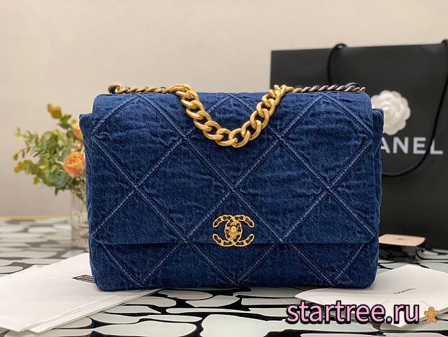 Chanel | Denim Maxi 19 Flap Bag - AS1160 - 30cm - 1