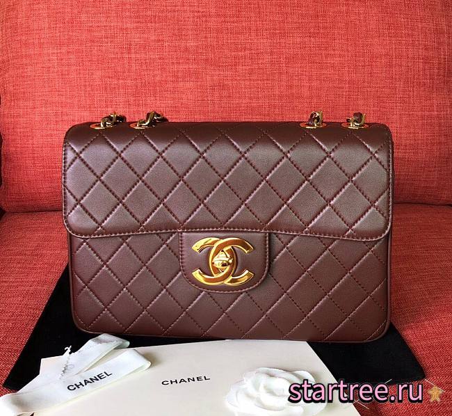 CHANEL | Vintage Red Quilted Lambskin Flap Bag - 30x21x8cm - 1