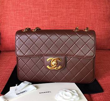 CHANEL | Vintage Red Quilted Lambskin Flap Bag - 30x21x8cm