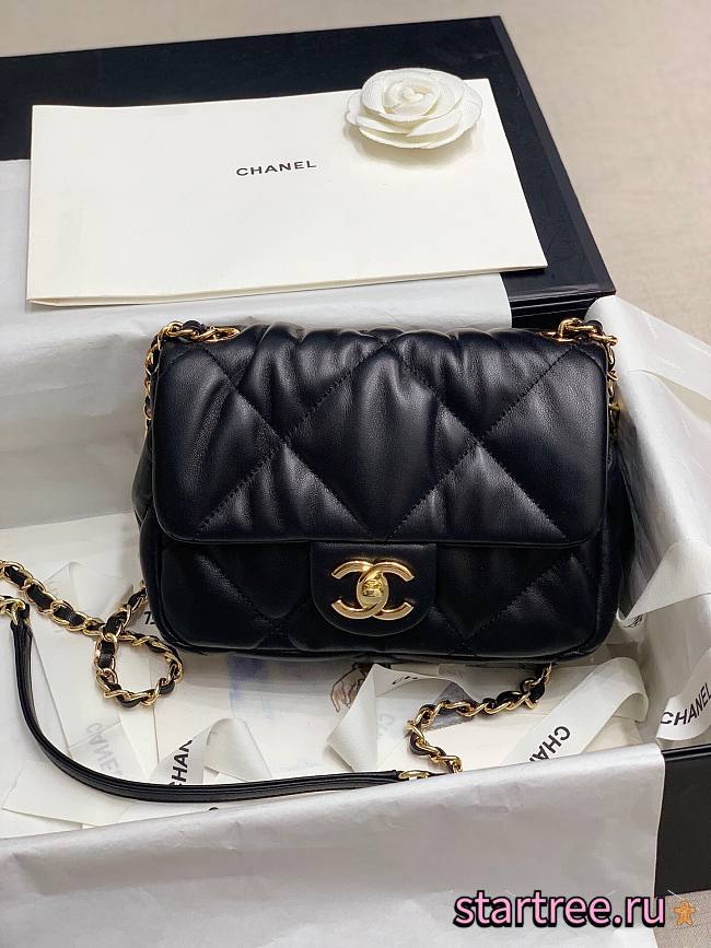 Chanel | Calfskin Bubbly Flap Bag Black - AS2234 - 19x14.5x8.5cm - 1