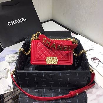 CHANEL | Boy Chanel Small Flap Bag With Handle Red- AS2117 - 20cm