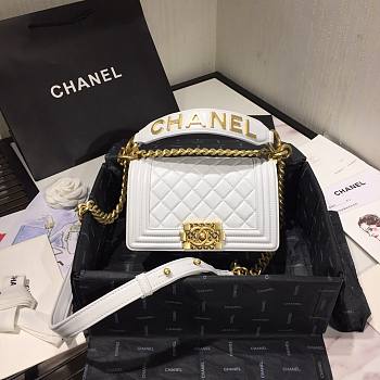 CHANEL | Boy Chanel Small Flap Bag With Handle White- AS2117 - 20cm