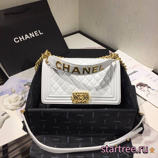 CHANEL | Boy Chanel Small Flap Bag With Handle White- AS2117 - 25cm - 1