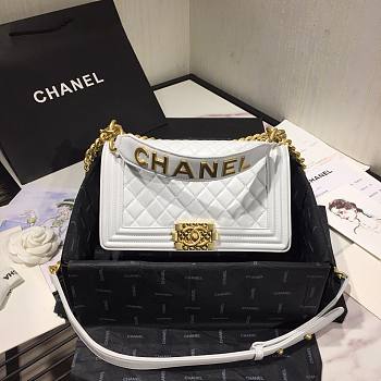 CHANEL | Boy Chanel Small Flap Bag With Handle White- AS2117 - 25cm