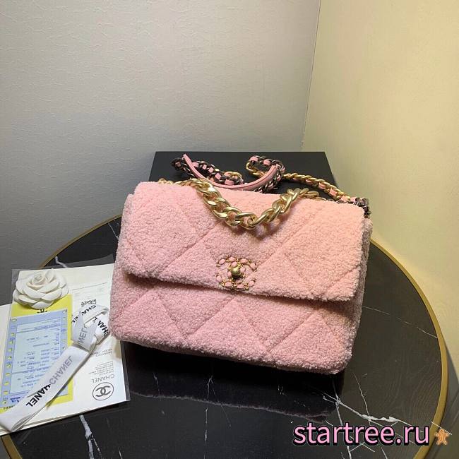 Chanel | 19 Flap Large  Pink Metallic Tweed Quilted - 30x20x10cm - 1