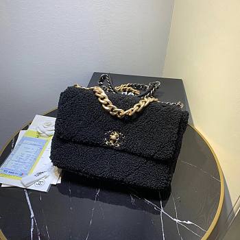 Chanel | 19 Flap Large Black Metallic Tweed Quilted - 30x20x10cm