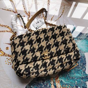 Chanel | 19  Flap Bag in Houndstooth Tweed Brown - 36cm
