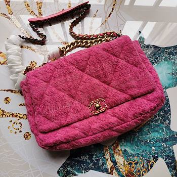 Chanel | 19  Flap Bag Quilted Tweed Pink - 36cm