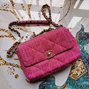 Chanel | 19  Flap Bag Quilted Tweed Pink - 30cm - 1