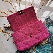 Chanel | 19  Flap Bag Quilted Tweed Pink - 30cm - 3