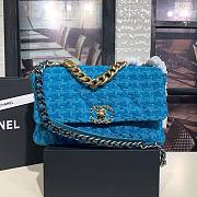 Chanel | 19 Flap Bag Quilted Tweed Blue - 30cm - 1
