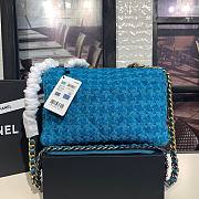 Chanel | 19 Flap Bag Quilted Tweed Blue - 30cm - 4