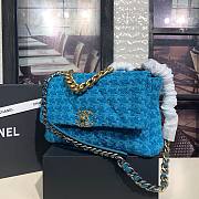 Chanel | 19 Flap Bag Quilted Tweed Blue - 30cm - 5