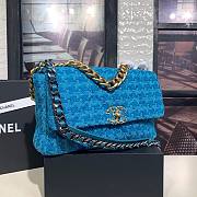 Chanel | 19 Flap Bag Quilted Tweed Blue - 30cm - 2