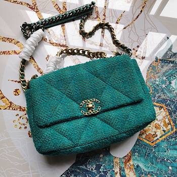 Chanel | Flap Bag Quilted Tweed Green - 30cm