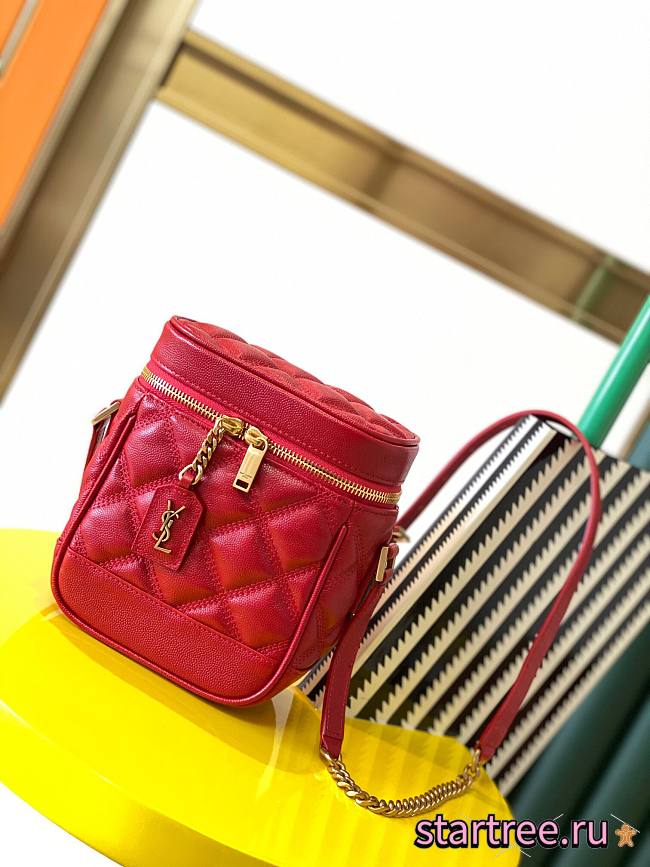 YSL | 80's Vanity Bag In Red Carré-Quilted Grain- 649779 - 14.5x16.5x9cm - 1