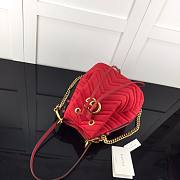 GUCCI | GG Marmont Quilted Velvet Bucket Red Bag - 525081 - 21x22x11cm - 5