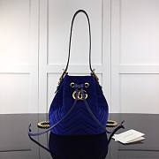 GUCCI | GG Marmont Quilted Velvet Bucket Blue Bag - 525081 - 21x22x11cm - 1