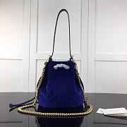 GUCCI | GG Marmont Quilted Velvet Bucket Blue Bag - 525081 - 21x22x11cm - 2