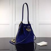GUCCI | GG Marmont Quilted Velvet Bucket Blue Bag - 525081 - 21x22x11cm - 4