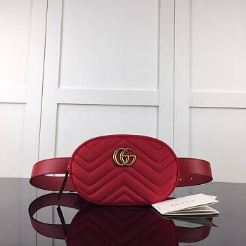 GUCCI |Marmont Belt Bag Matelasse Velvet Red - 476434 - 18x11x5cm