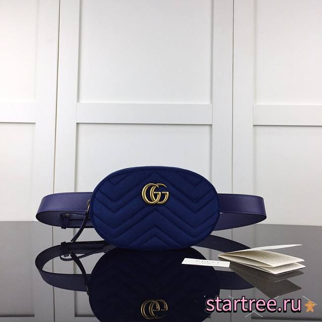 GUCCI | Marmont Belt Bag Matelasse Velvet Cobalt - 476434 - 18x11x5cm - 1