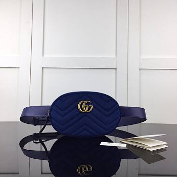GUCCI | Marmont Belt Bag Matelasse Velvet Cobalt - 476434 - 18x11x5cm