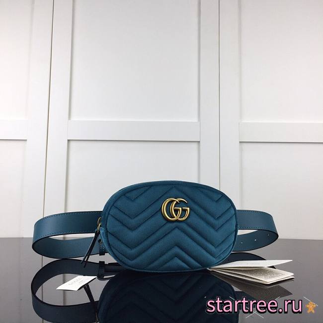 GUCCI | Marmont Belt Bag Matelasse Velvet Navy - 476434 - 18x11x5cm - 1