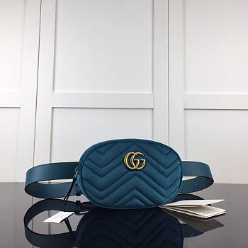 GUCCI | Marmont Belt Bag Matelasse Velvet Navy - 476434 - 18x11x5cm