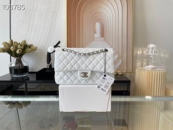 CHANEL | Small Classic Handbag Silver Metal White - A01113 - 25.5cm