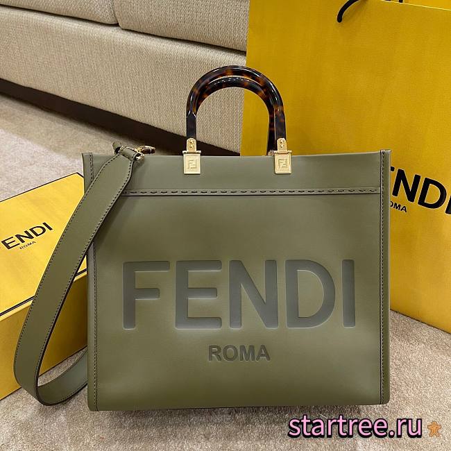 FENDI | Medium Tote Bga Sunshine Shopper Green - 8BH386 - 35x17x31cm  - 1
