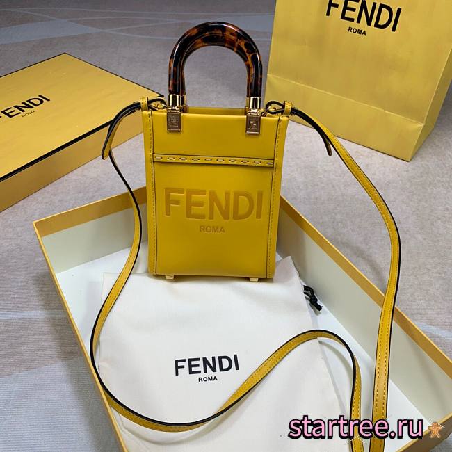 Fendi | Mini Yellow Sunshine Shopper Bag - 8BS051 - 13x18x6.5cm - 1