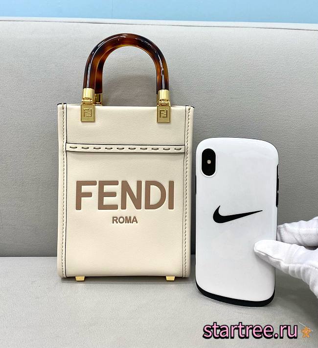 Fendi | Mini White Sunshine Shopper Bag - 8BS051 - 13x18x6cm - 1