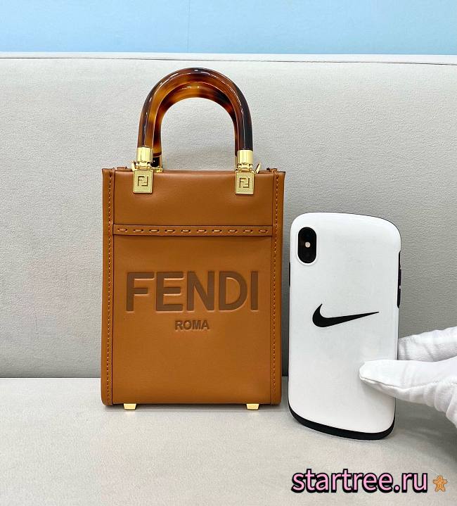 Fendi | Mini Brown Sunshine Shopper Bag - 8BS051 - 13x18x6cm - 1