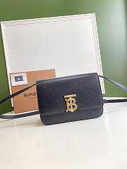 BURBERRY | Small Black Grainy Leather TB Bag - 21 x 6 x 16cm - 1