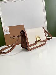 BURBERRY | Small Two-tone Canvas and Leather TB Bag - 21 x 16 x 6cm - 6