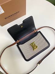 BURBERRY | Small Black Two-tone Canvas and Leather TB Bag - 21 x 16 x 6cm - 2