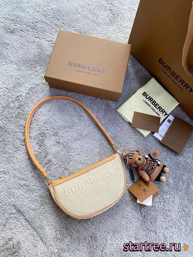 BURBERRY | Embossed Logo Canvas and Leather Olympia Pouch - 21 x 4 x 12.2 cm - 1