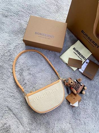 BURBERRY | Embossed Logo Canvas and Leather Olympia Pouch - 21 x 4 x 12.2 cm