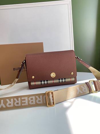 BURBERRY | Leather and Vintage Check Note Crossbody Bag - 25 x 8.5 x 18cm