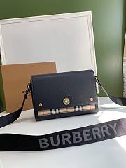 BURBERRY | Black Leather and Vintage Check Note Crossbody Bag - 25 x 8.5 x 18cm - 1