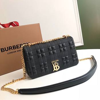 BURBERRY | Small Black Quilted Lambskin Lola Bag - 23 x 13 x 6cm