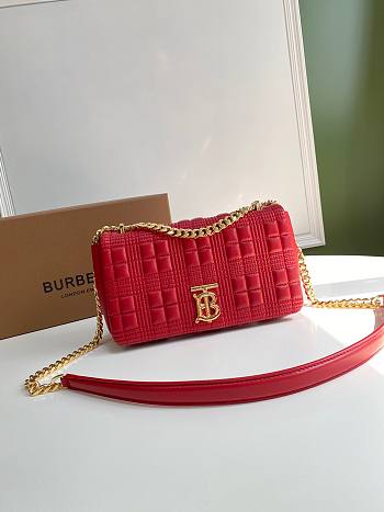 BURBERRY | Small Red Quilted Lambskin Lola Bag - 23 x 13 x 6cm